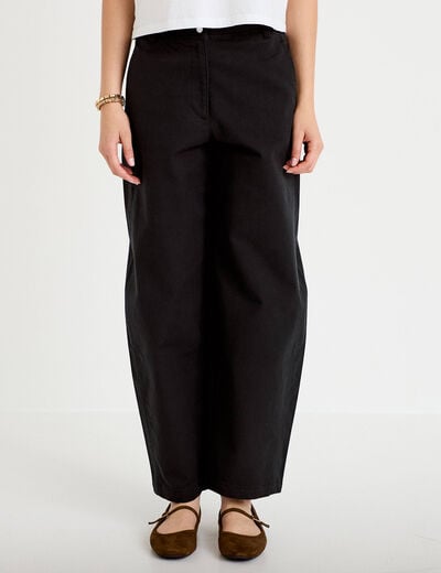 Pantalon chino coupe barrel noir femme