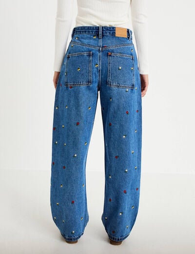 Jean avec broderie bleu femme