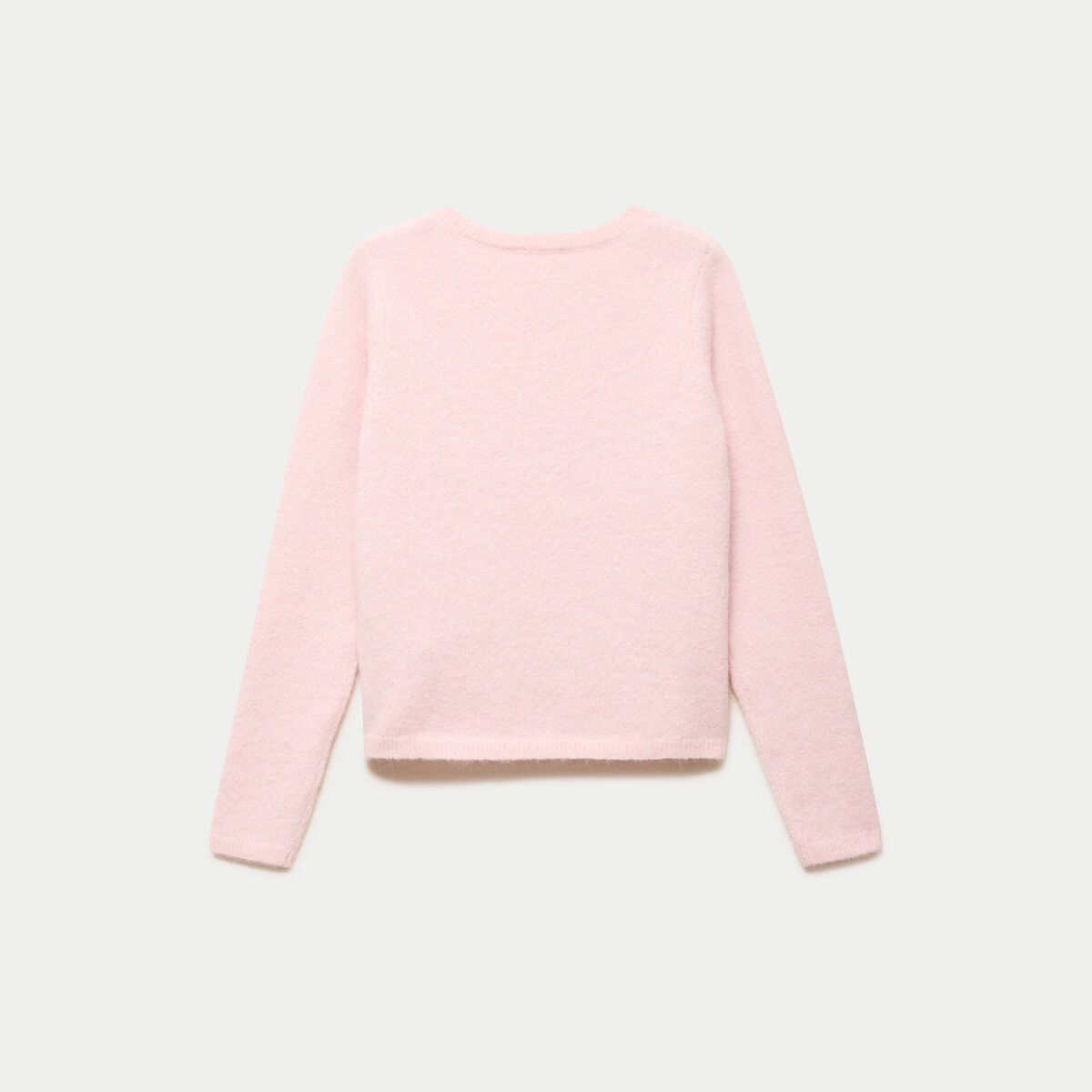 Gilet col rond manches longues rose clair femme