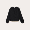 Blouse brod&eacute;e col V noir femme