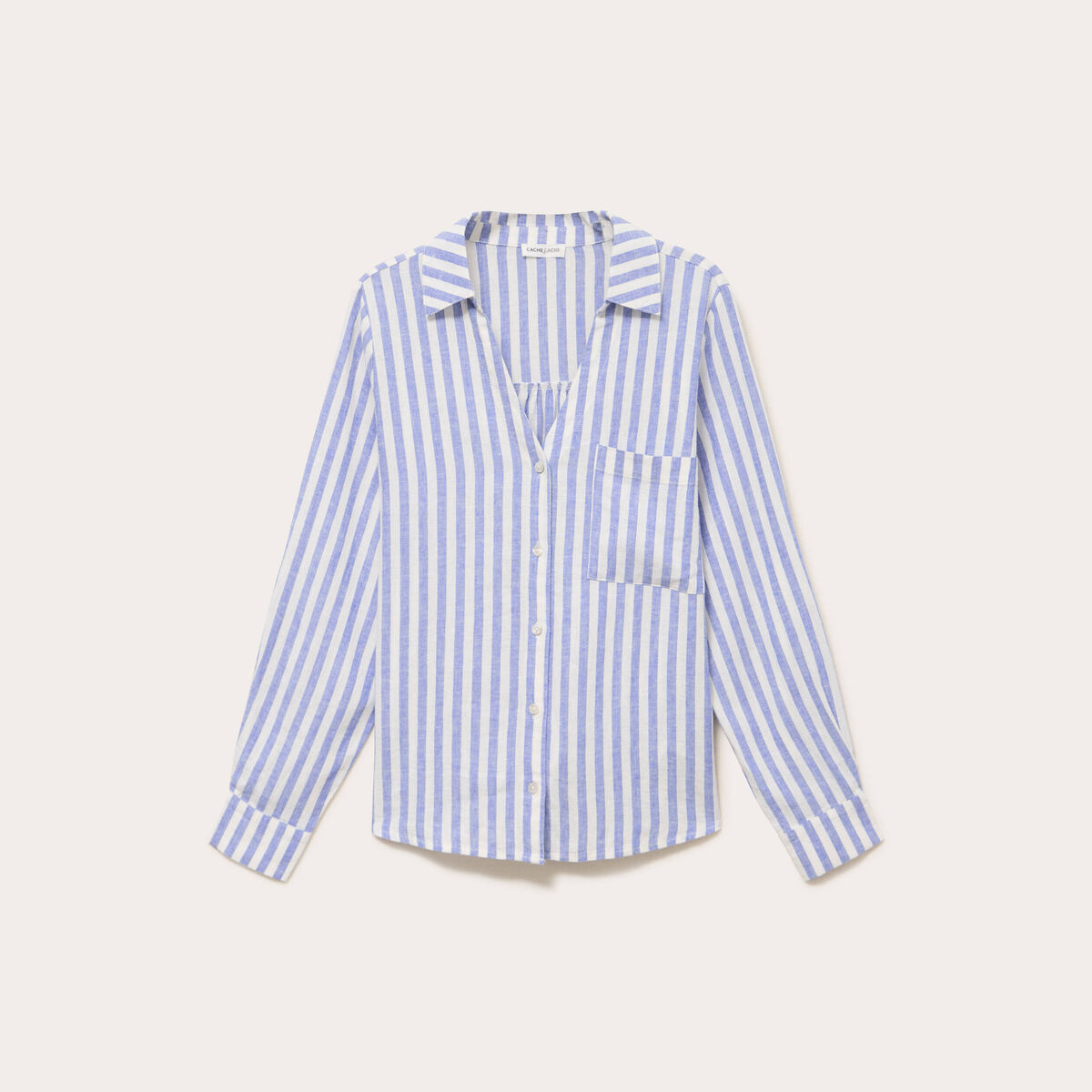 Chemise lin col V manches longues blanc femme