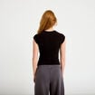 T-shirt ajust&eacute; court col rond noir femme