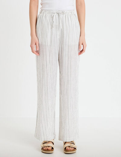Pantalon large taille standard blanc femme