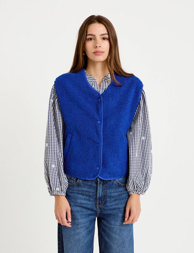 Gilet sans manches effet polaire bleu electrique femme