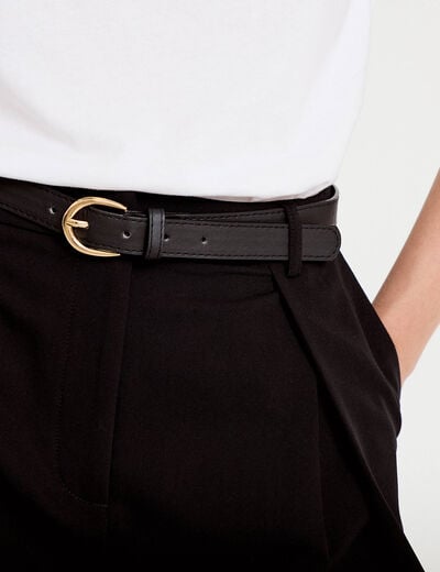 Pantalon large avec ceinture amovible noir femme