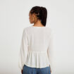 Blouse noeuds contrast&eacute;s ecru femme