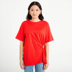 T-shirt &agrave; fronces avec bijou rouge femme