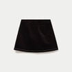 Jupe-short trap&egrave;ze en velours marron fonc&eacute; femme
