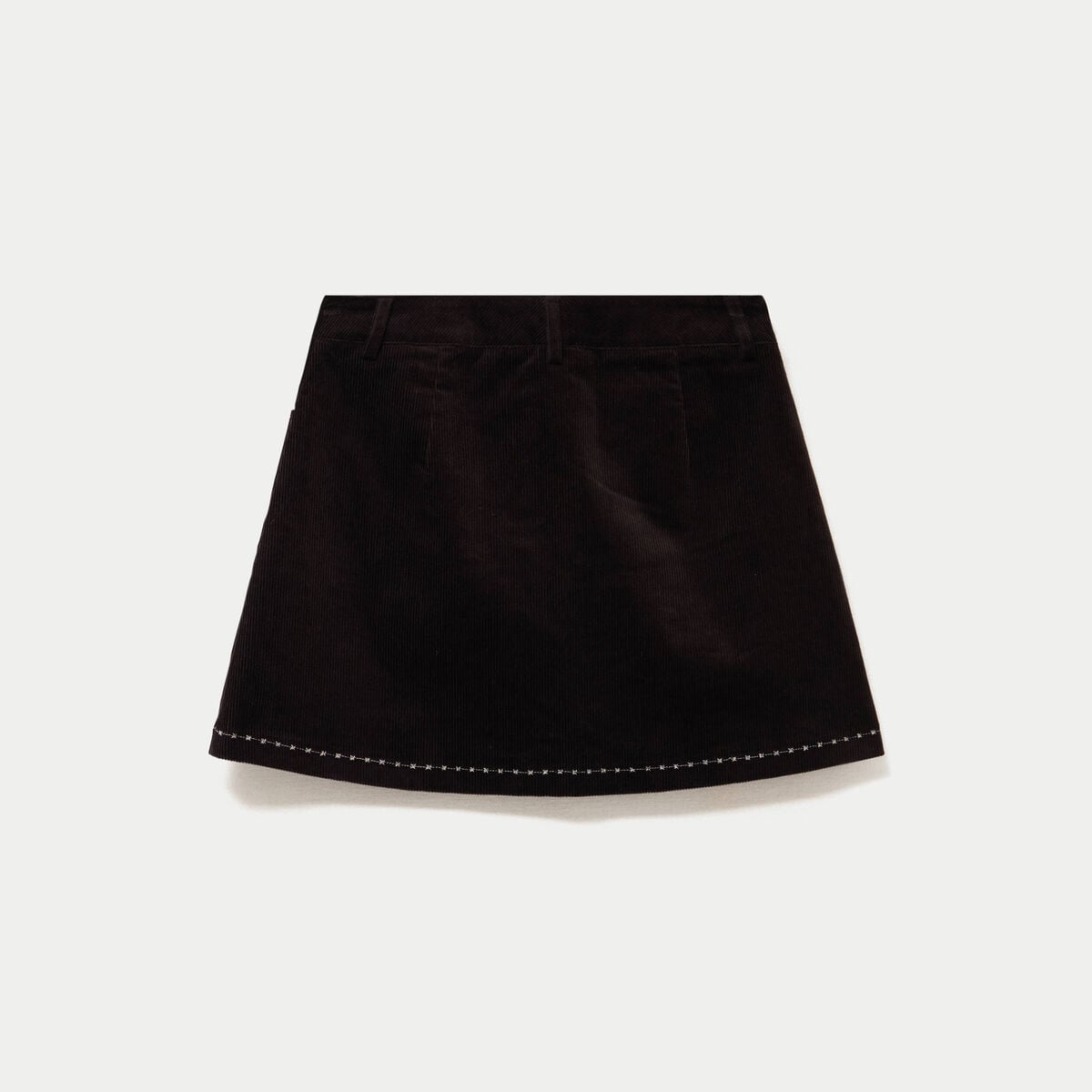 Jupe-short trap&egrave;ze en velours marron fonc&eacute; femme