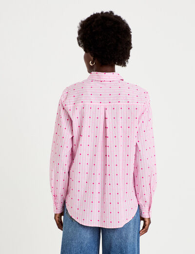 Chemise coupe ample manches longues rose femme