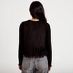 Gilet droit sans manches aspect daim noir femme