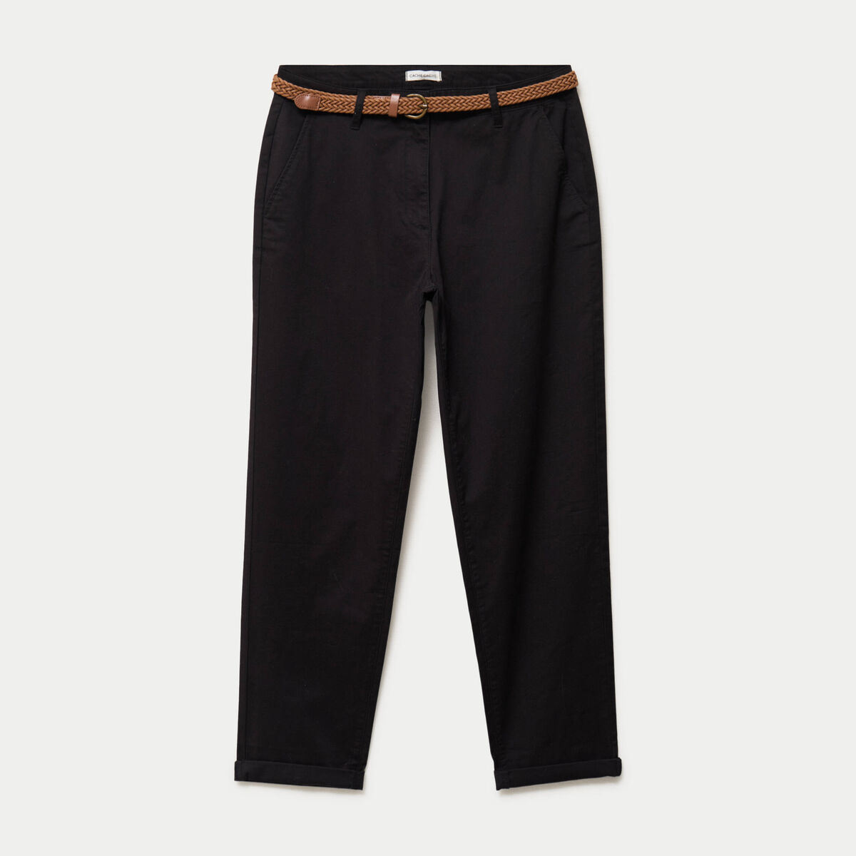 Pantalon chino 7/8&egrave;me noir femme