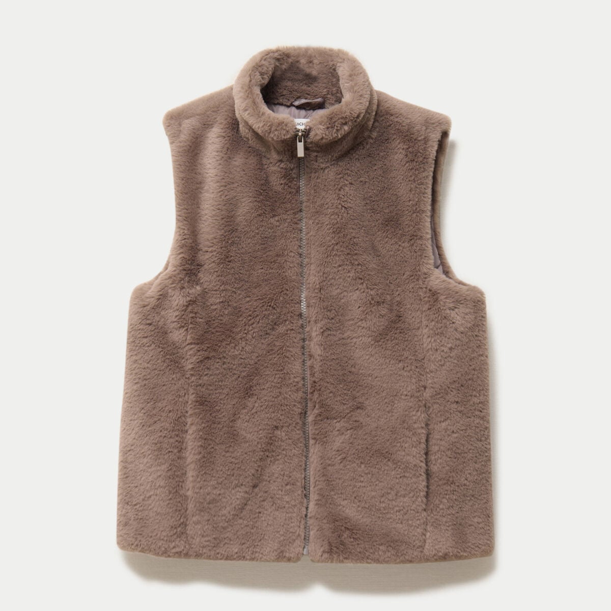 Veste courte ajust&eacute;e sans manches taupe femme