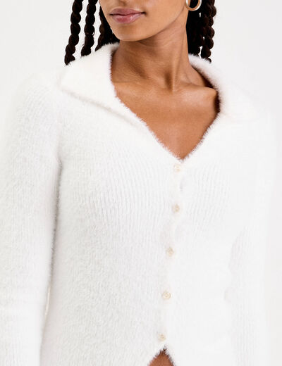 Gilet coupe ajust&eacute;e ecru femme