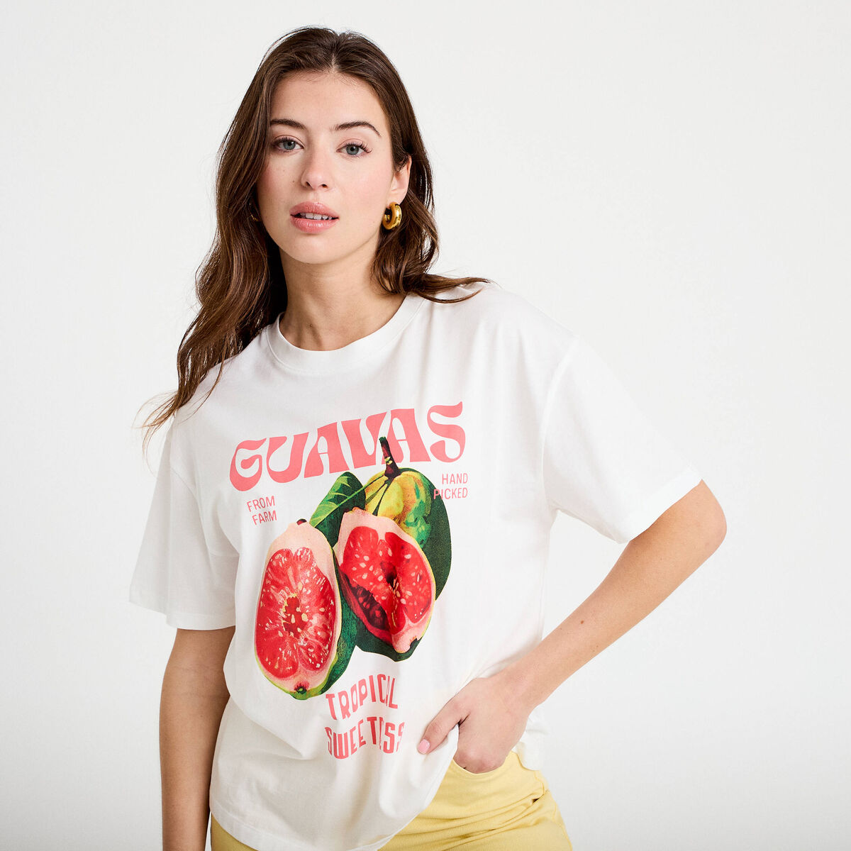 T-shirt oversize manches courtes blanc femme