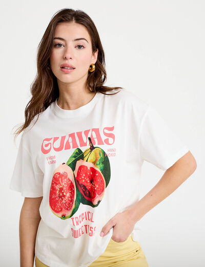 T-shirt oversize manches courtes blanc femme