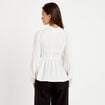 Blouse droite manches longues pliss&eacute;e ecru femme