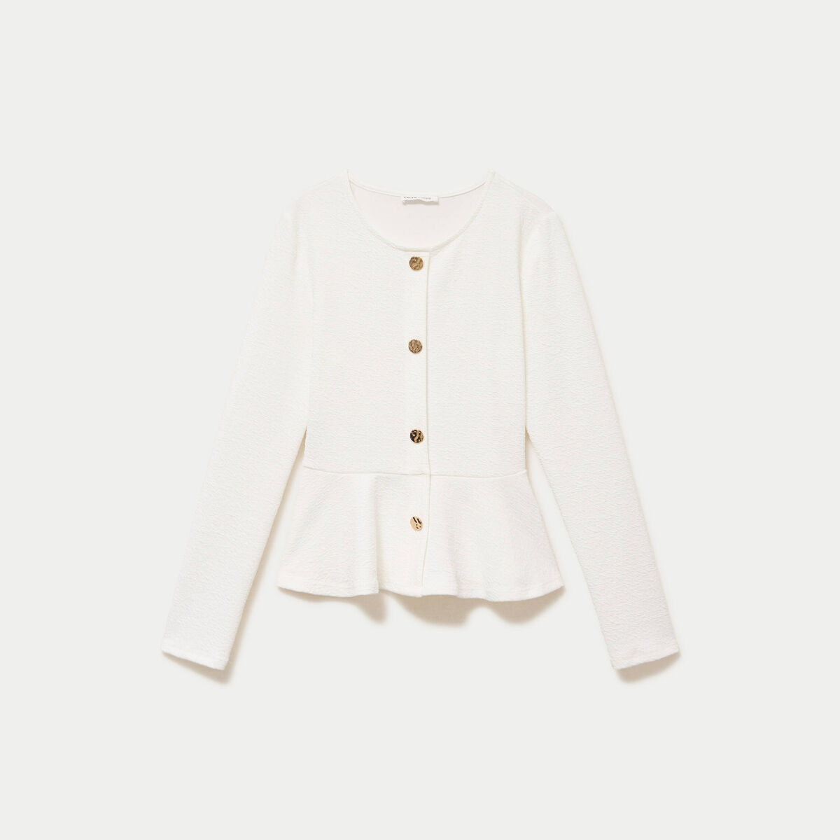 Top p&eacute;plum ajust&eacute; manches longues ecru femme