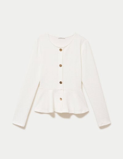 Top p&eacute;plum ajust&eacute; manches longues ecru femme
