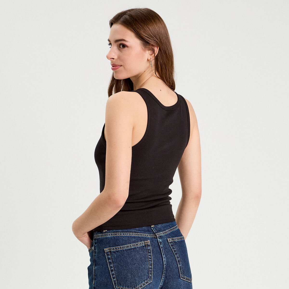 D&eacute;bardeur c&ocirc;tel&eacute; avec brassi&egrave;re int&eacute;gr&eacute;e noir femme