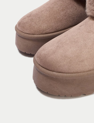Bottines aspect daim beige femme