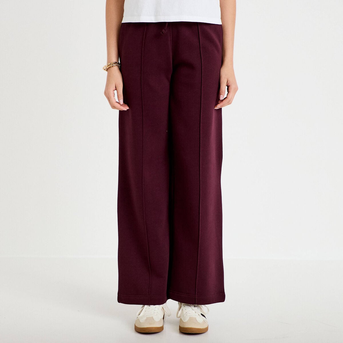 Pantalon large style jogging prune femme