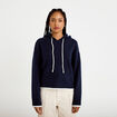 Pull &agrave; capuche bleu marine femme