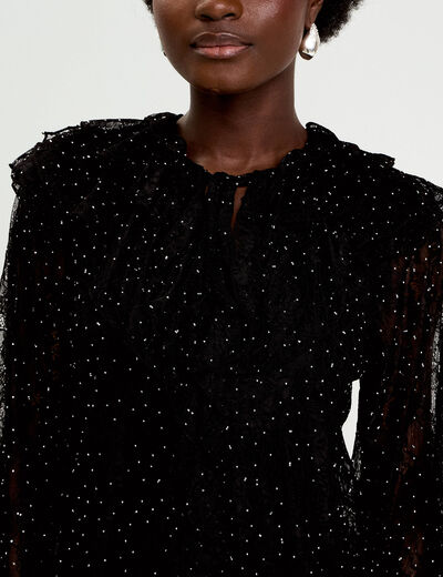 Blouse dentelle et studs noir femme