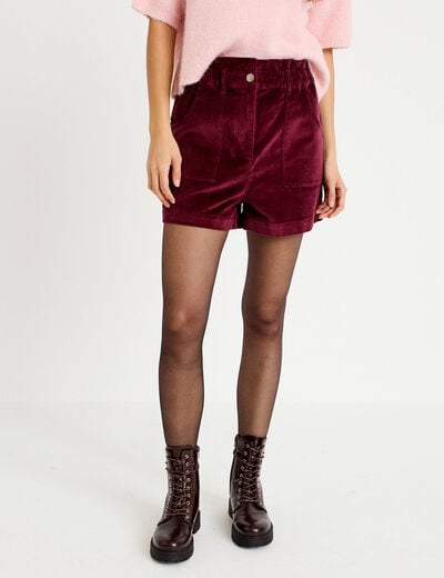 Short large en velours bordeaux femme