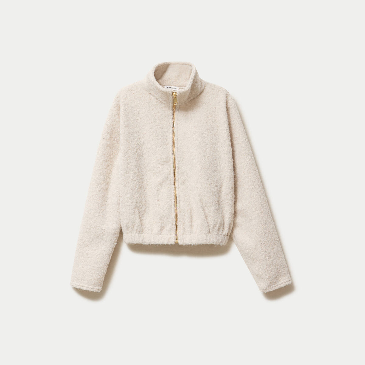 Veste zipp&eacute;e effet polaire beige femme