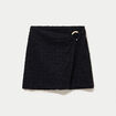 Jupe-short &eacute;vas&eacute;e en maille noir femme