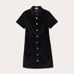 Robe cintr&eacute;e boutonn&eacute;e velours noir femme