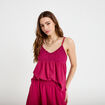D&eacute;bardeur bi-mati&egrave;re macram&eacute; rouge femme