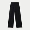 Pantalon large taille haute en maille noir femme