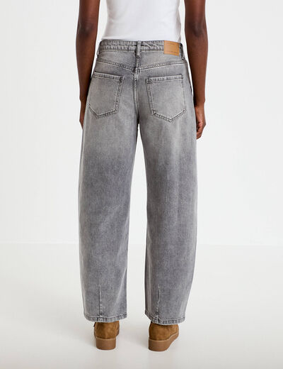 Jean barrel cropped taille standard denim gris femme