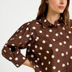 Chemise droite manches longues marron femme