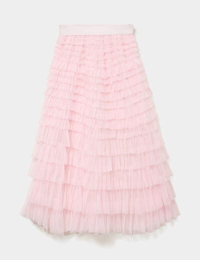 Jupe longue &eacute;vas&eacute;e rose clair femme