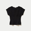 Top ajust&eacute; col rond manches courtes noir femme