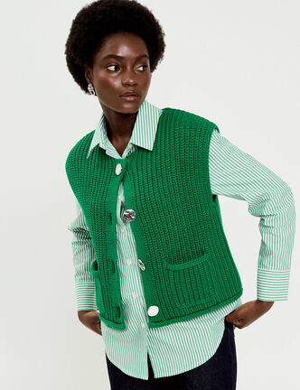 Gilet sans manches vert fonc&eacute; femme