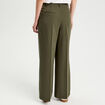 Pantalon large &agrave; pinces vert kaki femme