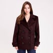 Caban col tailleur manches longues marron fonc&eacute; femme