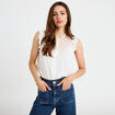 Blouse sans manches col rond ecru femme