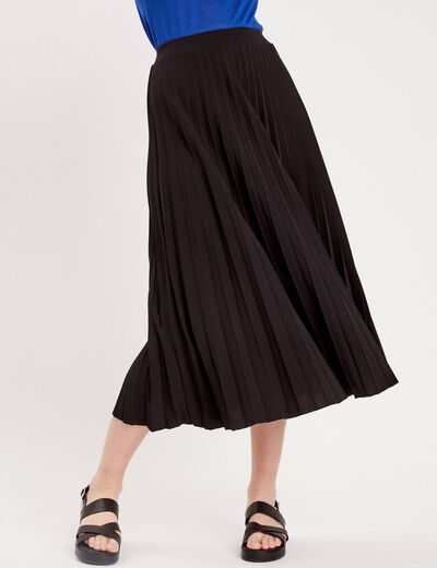 Jupe longue &eacute;vas&eacute;e pliss&eacute;e noir femme