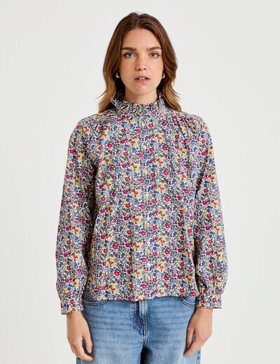 Chemise droite manches longues blanc femme
