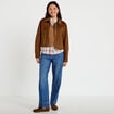 Veste effet boule oversize cropped marron femme