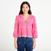 Blouse broderie anglaise rose fushia femme