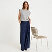 Pantalon large &agrave; pinces bleu marine femme