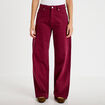Jean wide leg taille haute bordeaux femme