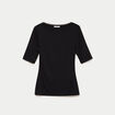 T-shirt ajust&eacute; manches courtes noir femme