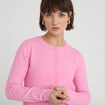 Gilet boutonn&eacute; manches longues rose femme
